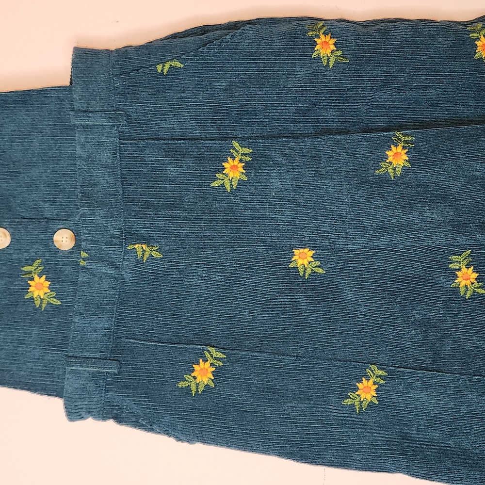 CIDER Women’s Corduroy Square Neck Floral Pattern Jumpsuit, size M - Picture 4 of 15